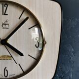 Vintage formica clock silent trapeze wall clock "Maple Electric Japy"