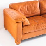 Three-seater sofa in cognac-colored leather produced by De Sede. Model DS-17/123, Switzerland, 2000s