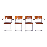 Set Of 4 Restored Bauhaus Beech Armchairs Designed by Mart Stam, 1930s, Czechia, High Gloss