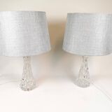 Mid-century Swedish crystal table lamps from Orrefors by Carl Fagerlund.