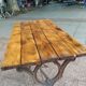 Old bistro table with a wooden top