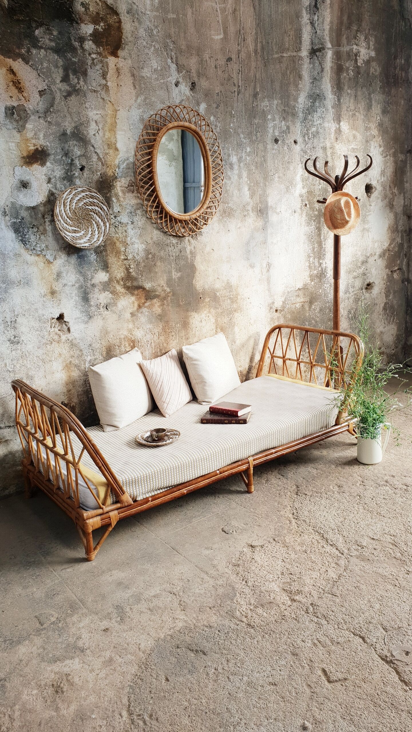Rattan bed bench