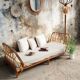 Banquette lit en rotin