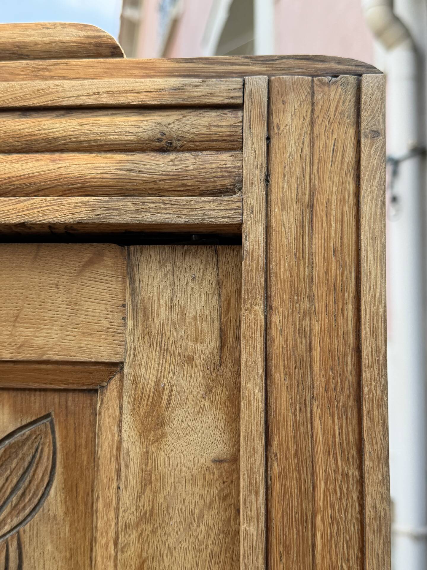 Parisian Art Deco wardrobe in raw oak, renovated.