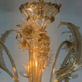 Venetian chandelier in gilded Murano glass, 10 light arms, circa 1920.