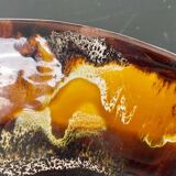 Yellow, orange, white and brown glazed ceramic bowl Vallauris, 70s, France