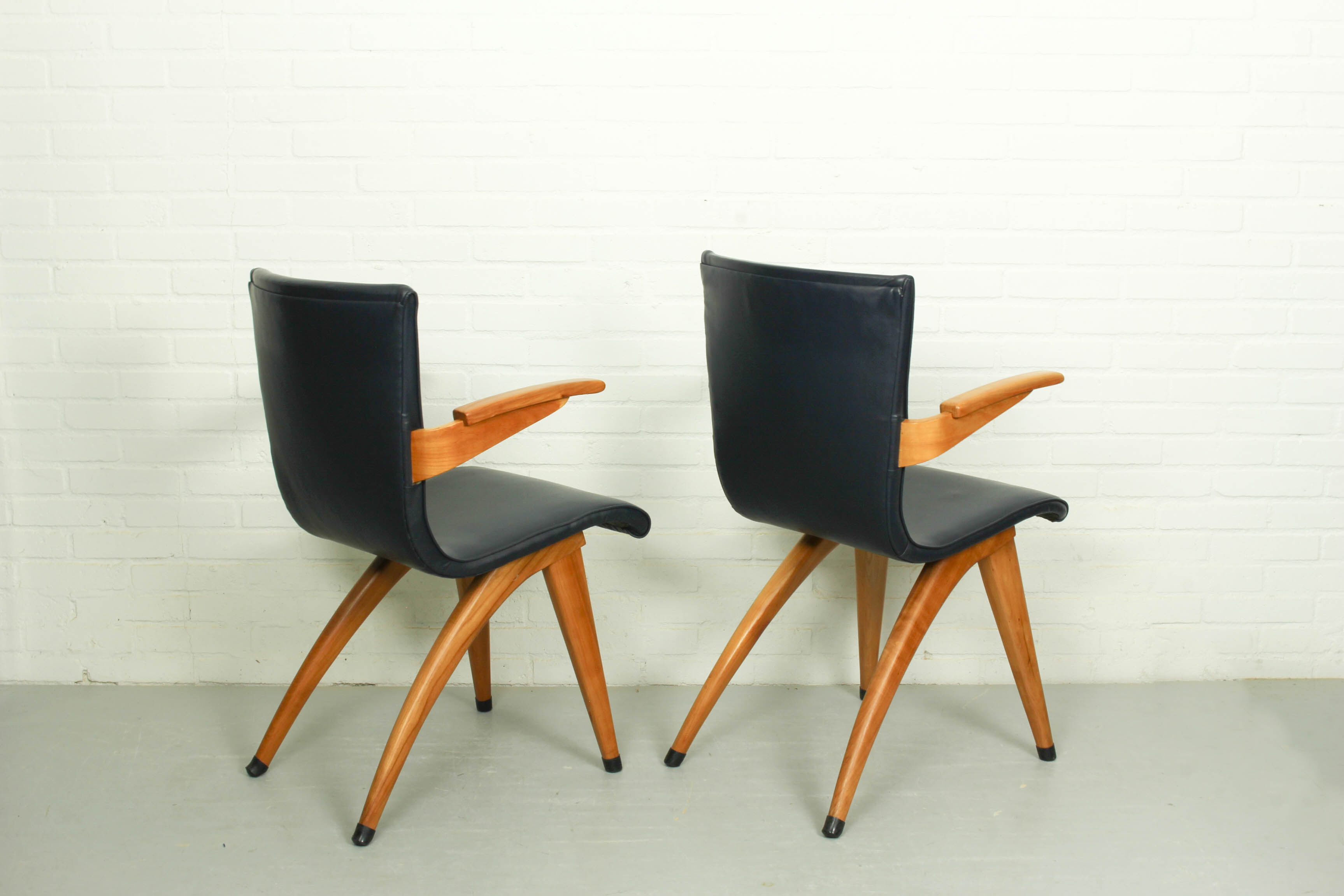 Set of 6 Cor van Os leatherette dining chair model Swing, 1960s