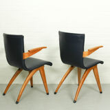 Ensemble de 6 chaises de salle à manger en similicuir Cor van Os modèle Swing, années 1960