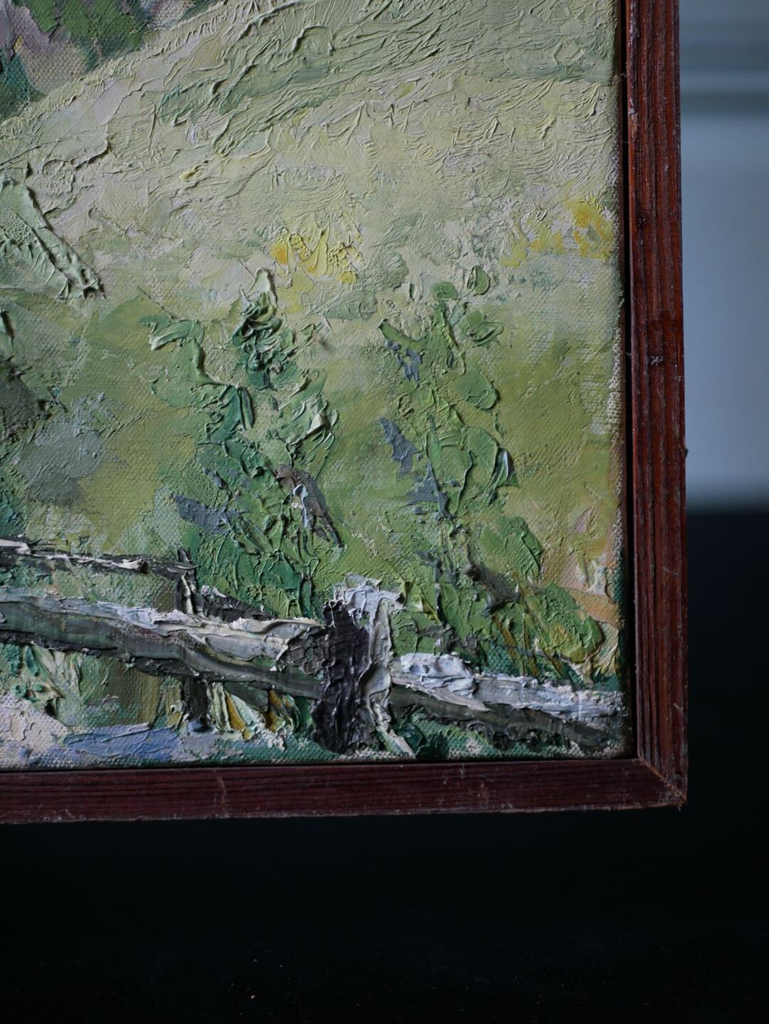 Old framed oil on canvas, Brunissard Valley - Queyras - Hautes Alpes
