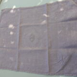 6 rectangular towels, damask cotton, Lilas tint and monogrammed OG, art deco