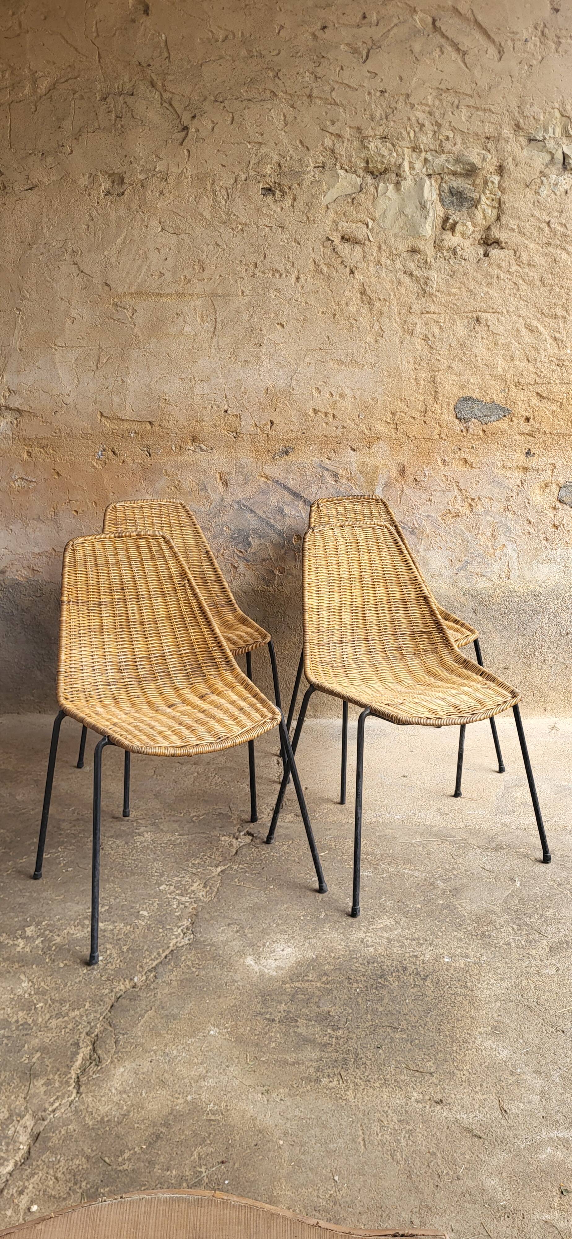 Chaises Basket en Osier par Gian Franco Legler, 1950s