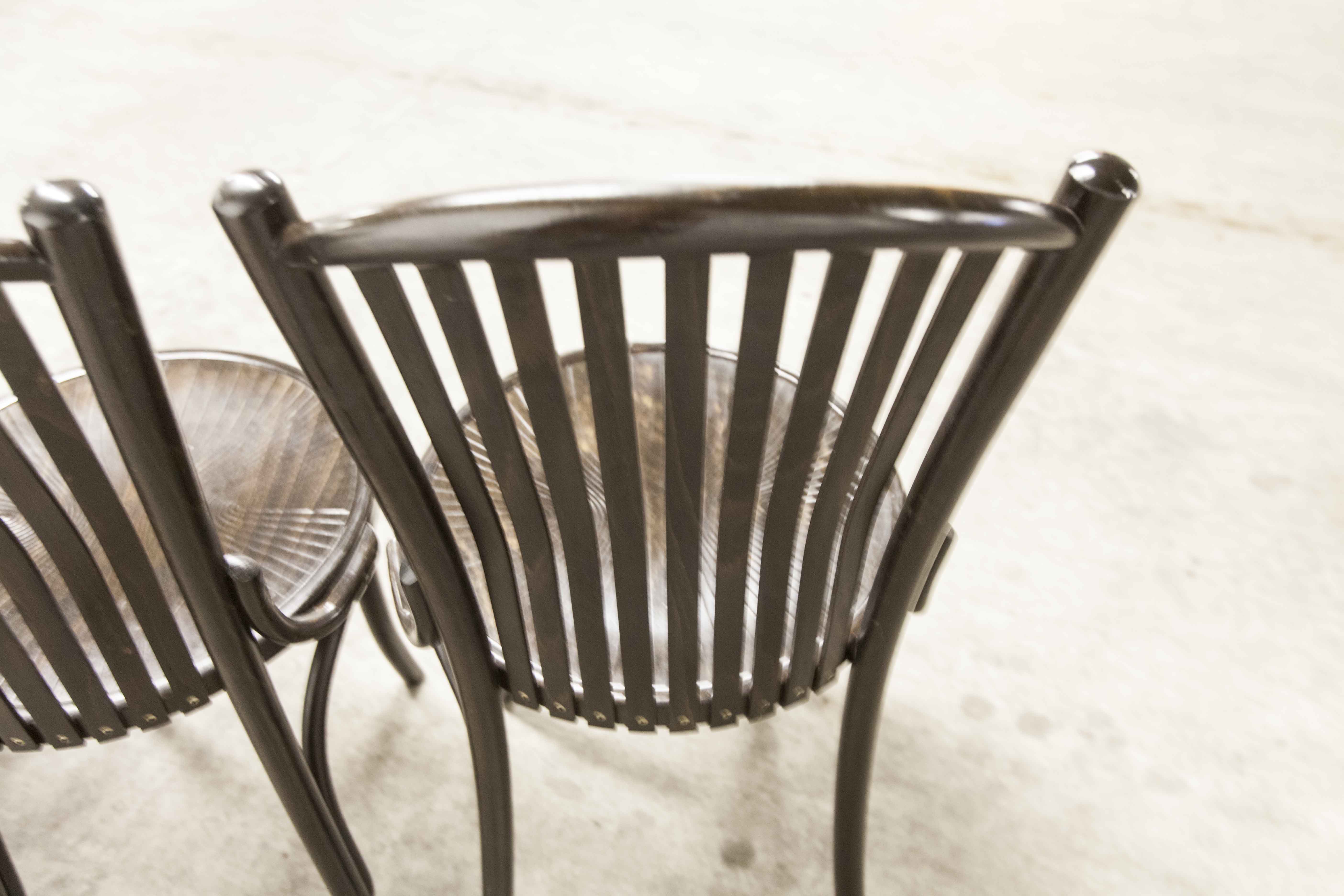 Set of 6 chairs Bistrot Baumann ref 22 curved wood