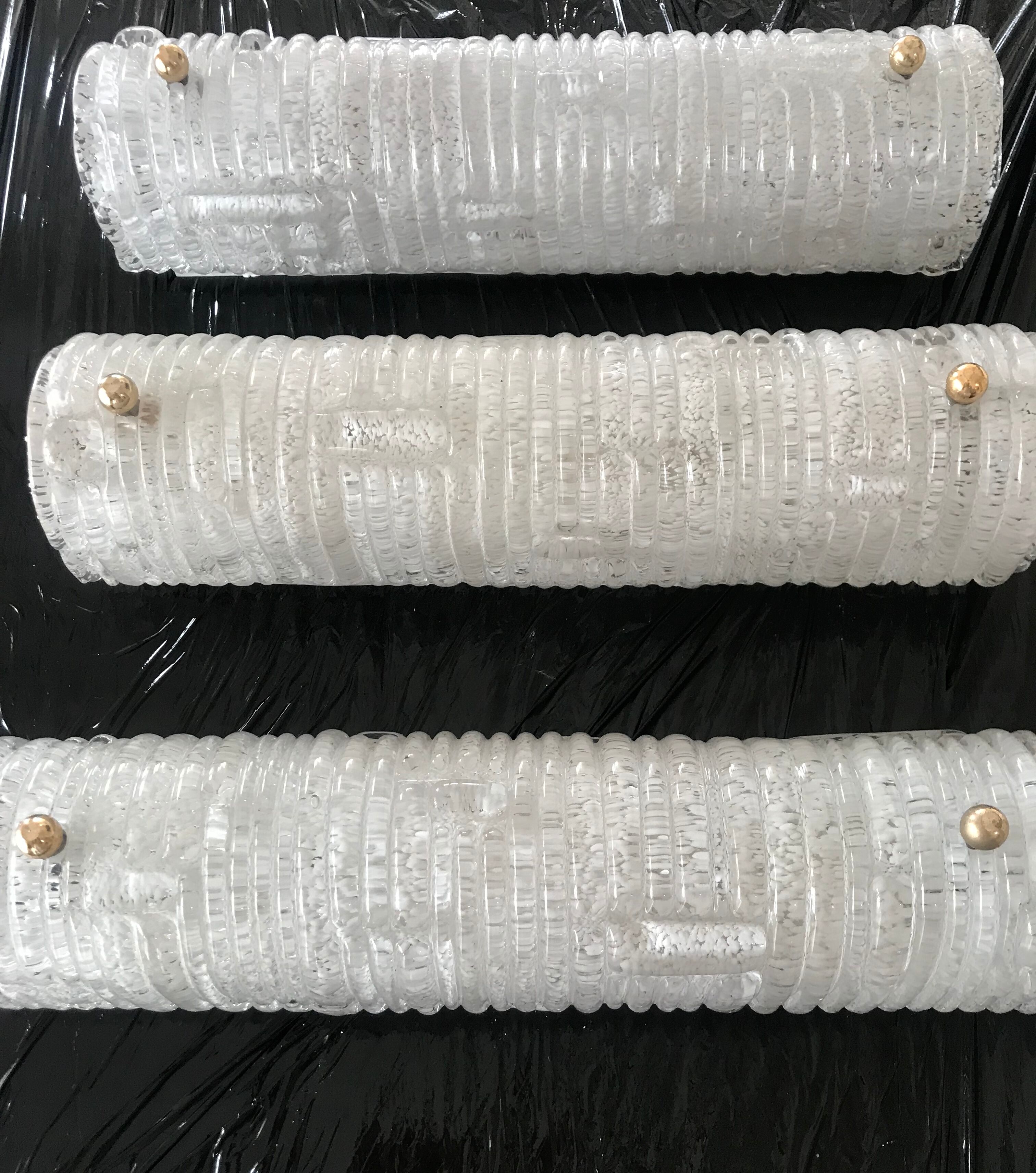 Set of three Barovier murano glass wall sconces