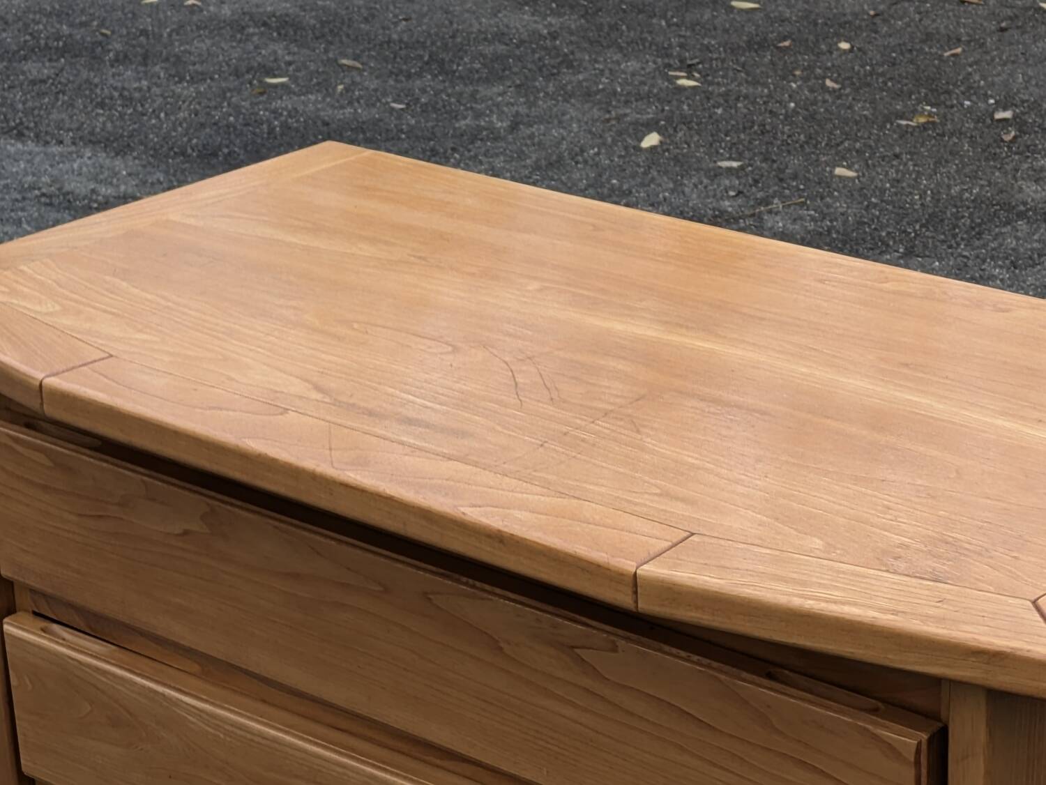 Brutalist chest of drawers in vintage elm 1980