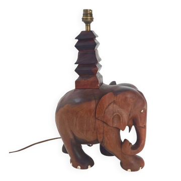 Magnificent vintage art deco elephant lamp 1940s 1950s in solid wood 40s 50s