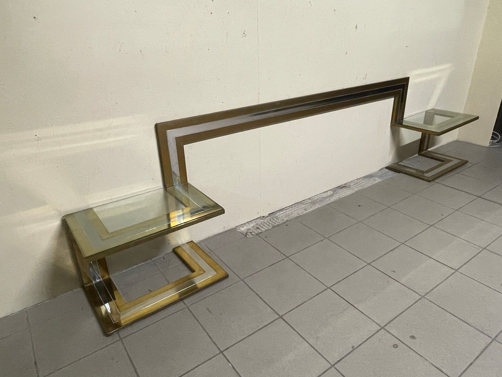 Headboard with bedside tables by Sandro Petti, 1970s.