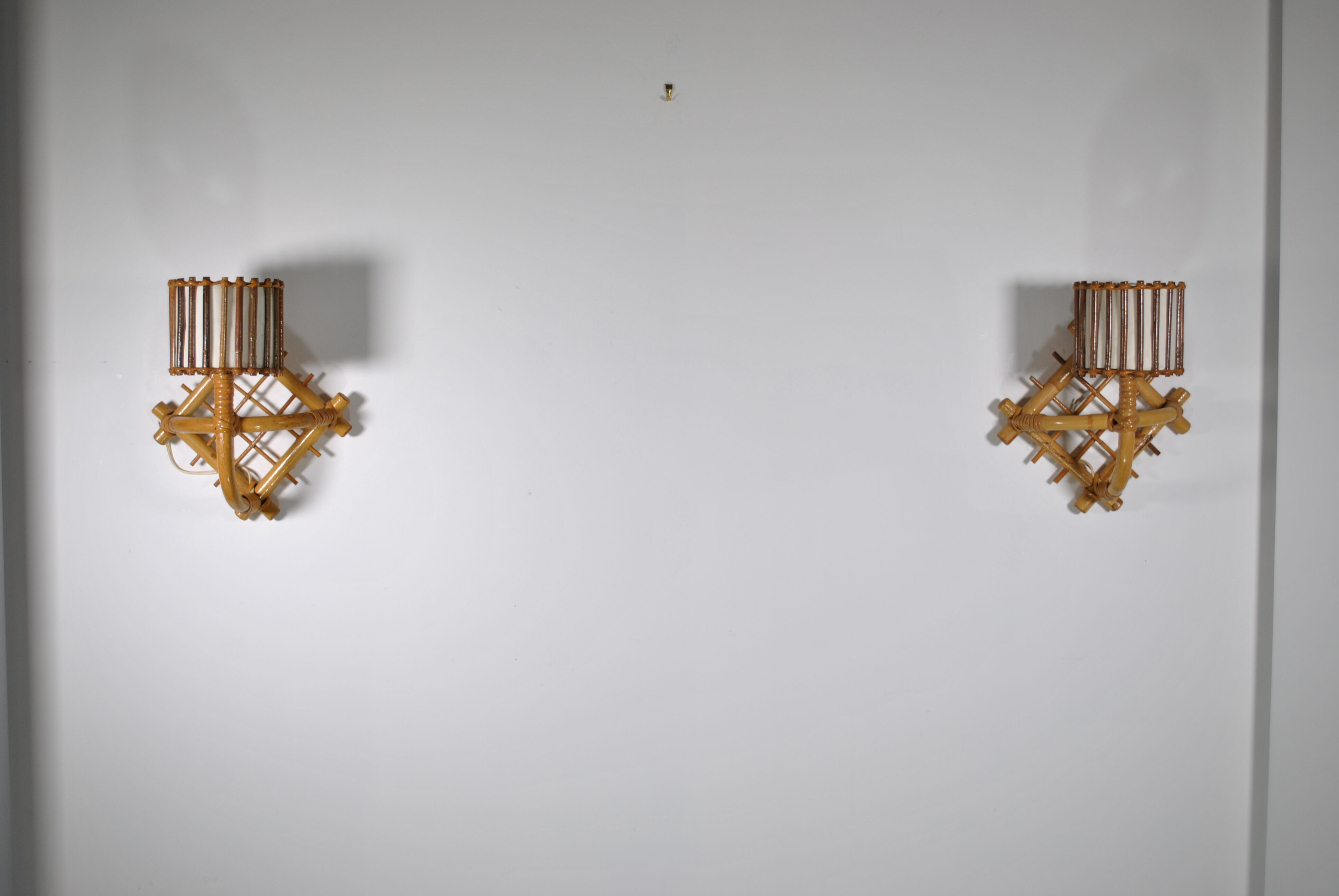 Pair of rattan sconces 1960