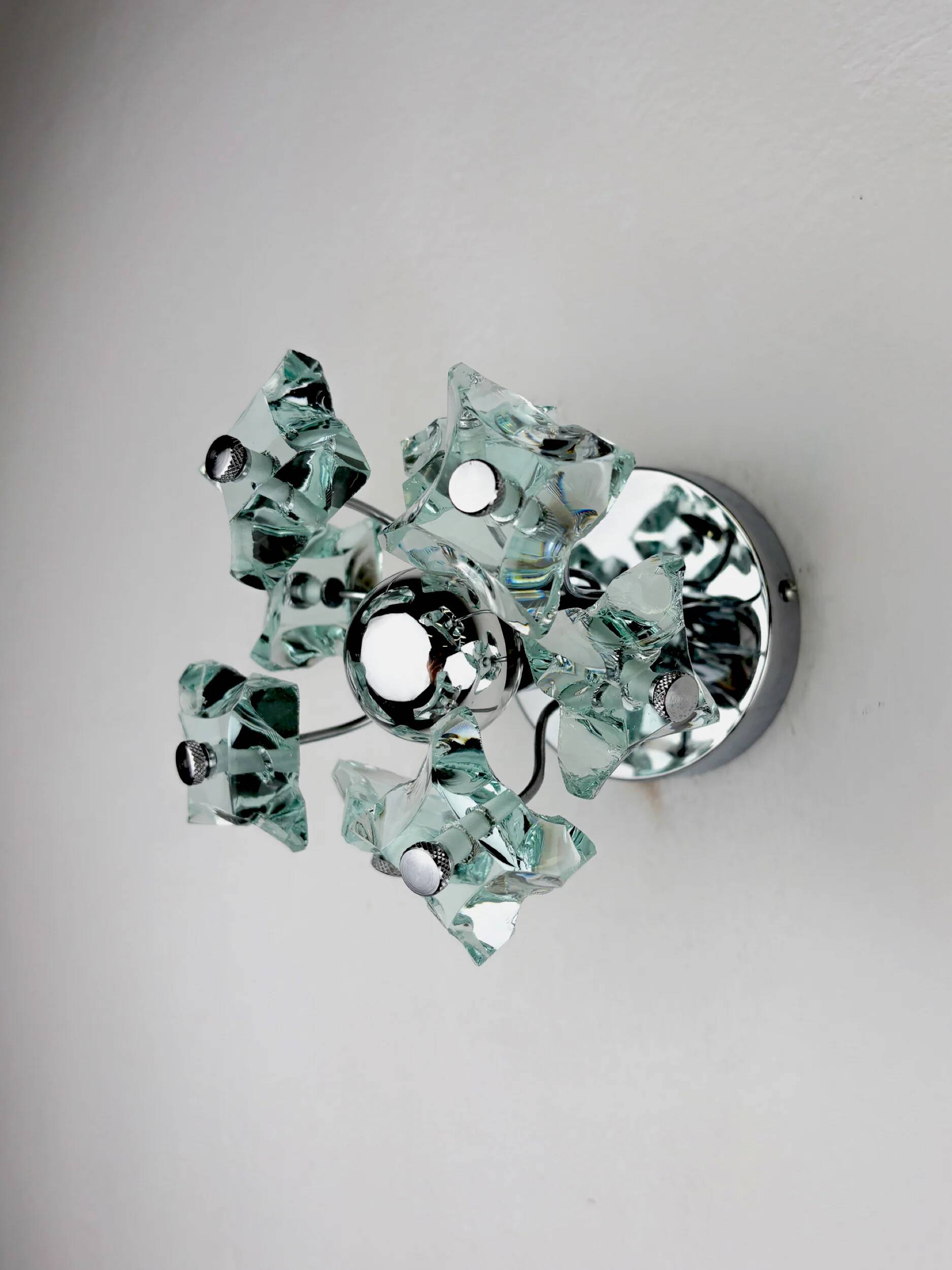 Applique murale Sputnik Zero Quattro de Fontana Arte – Verre taillé de Murano, Italie années 1970