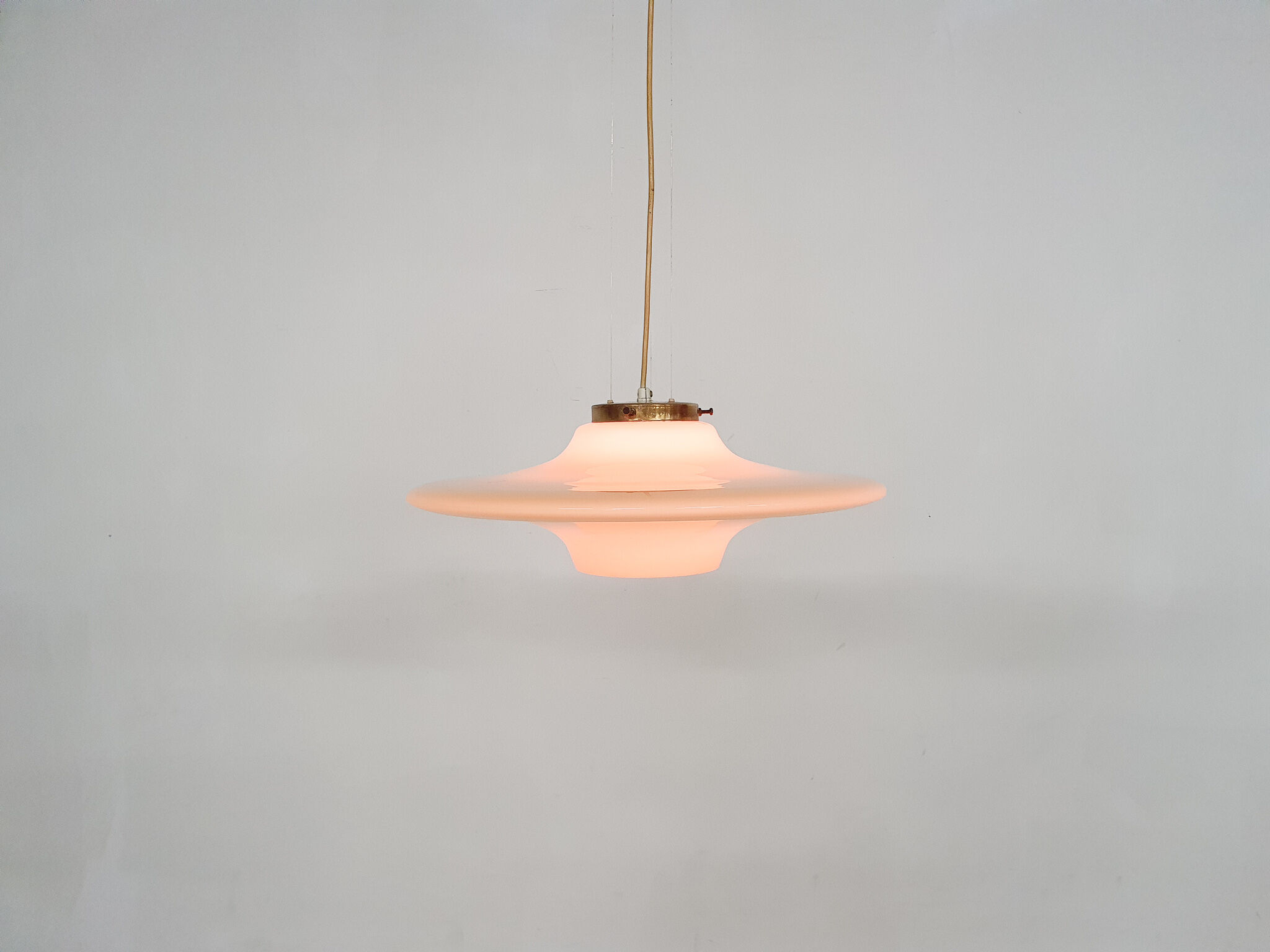 Mid-century modern yellow glass pendant light 1960's