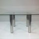 Brentano square glass dining table by Emaf Progetti for Zanotta Italy 1980s