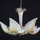 Exceptional Vintage 6-Light Gold Murano Glass Chandelier