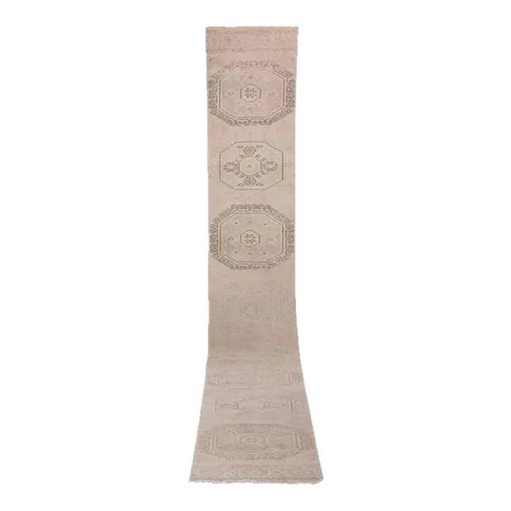 Vintage Turkish hallway carpet 84x576 cm