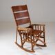 American rocking chair in wood and leather, 1960s