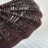 Dark wicker basket, mushroom basket.