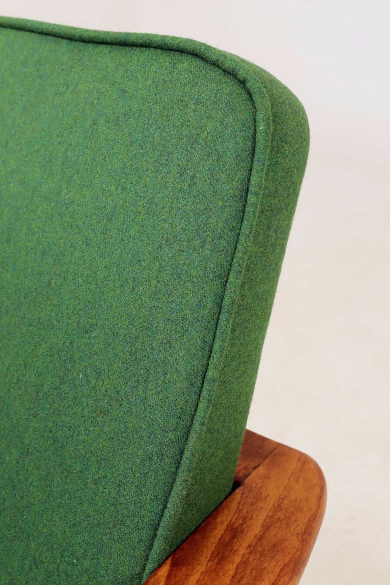 Mid Century Lounge Chair Vintage Moss Wool, Poland 1960