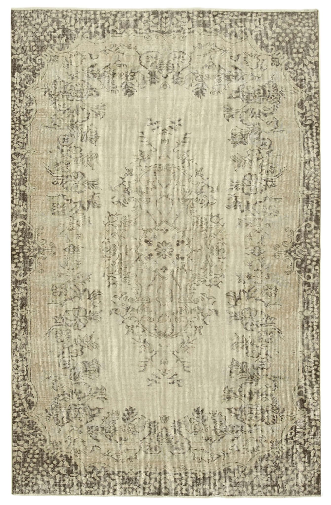 Handmade antique oriental beige rug 177 cm x 276 cm