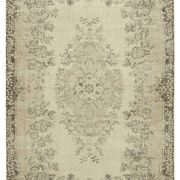 Handmade antique oriental beige rug 177 cm x 276 cm