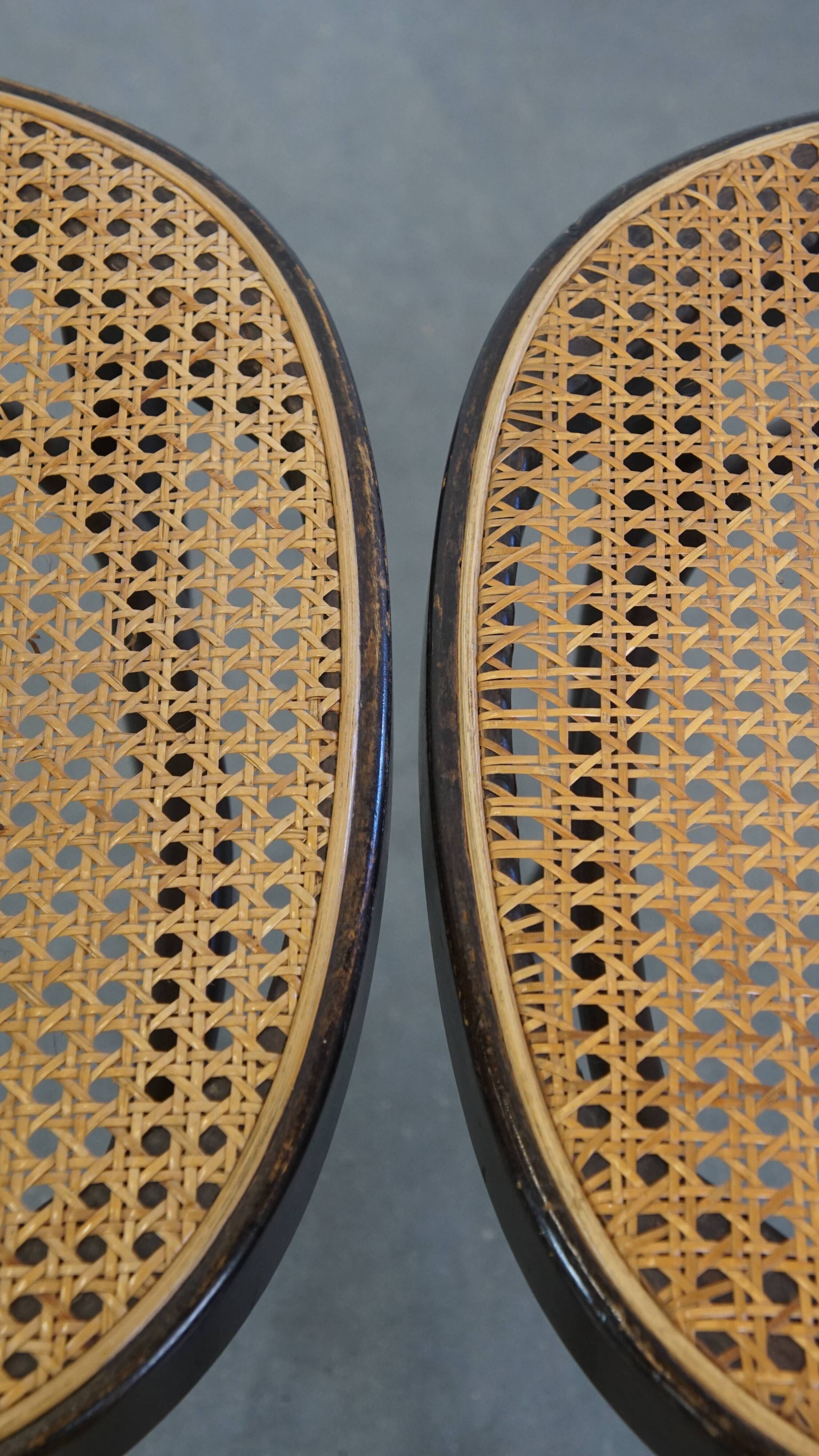 Set of 2 Vintage Bentwood "Long John" Thonet Design High Dining Chairs