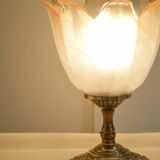 Brass tulip globe lamp