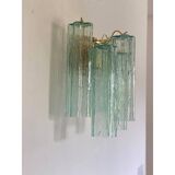 Italian Wall Light Green “Tronchi” Murano Glass Wall Sconce