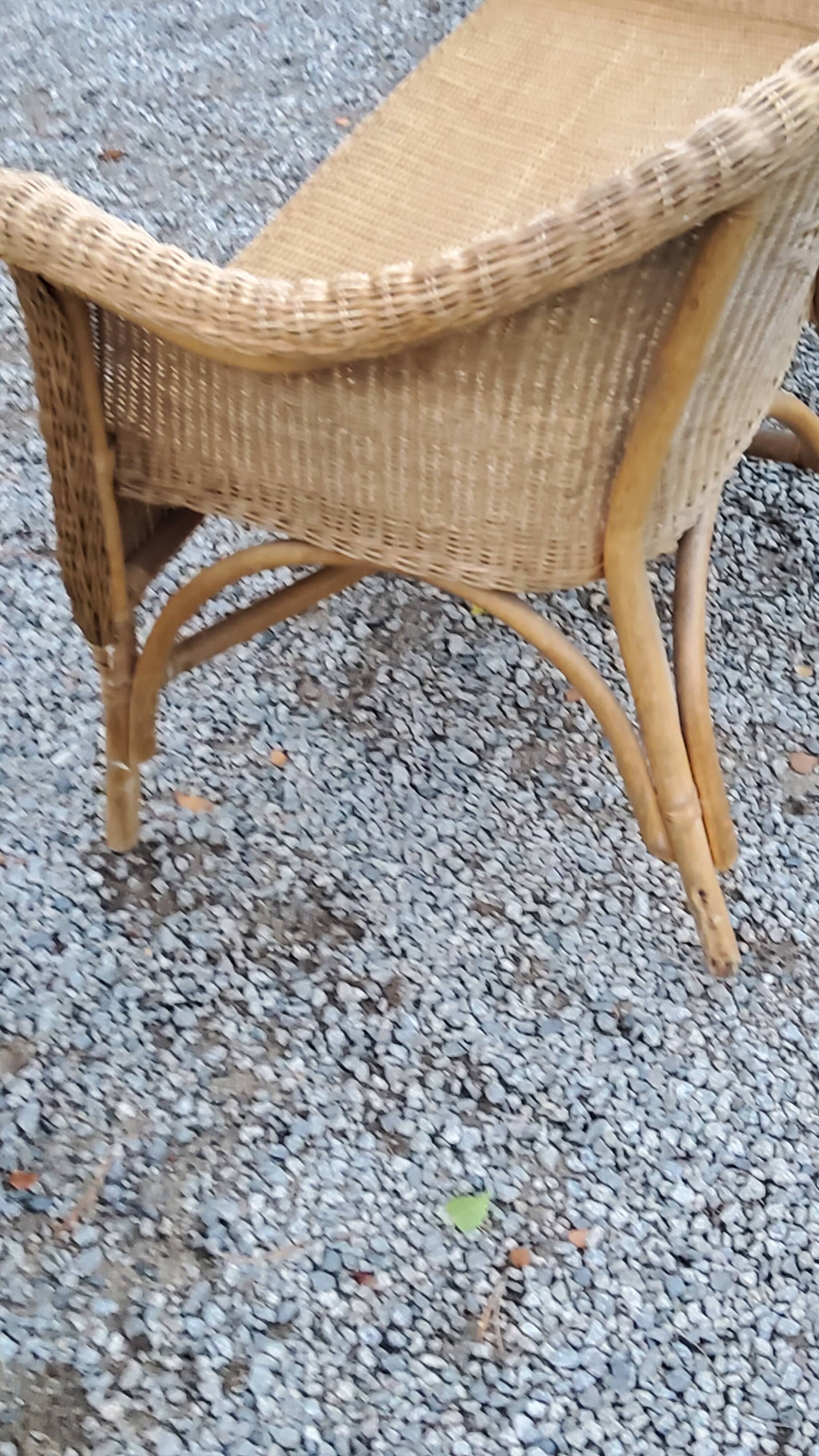 Pair of armchairs and bench in rattan and bamboo from the 60s/70s