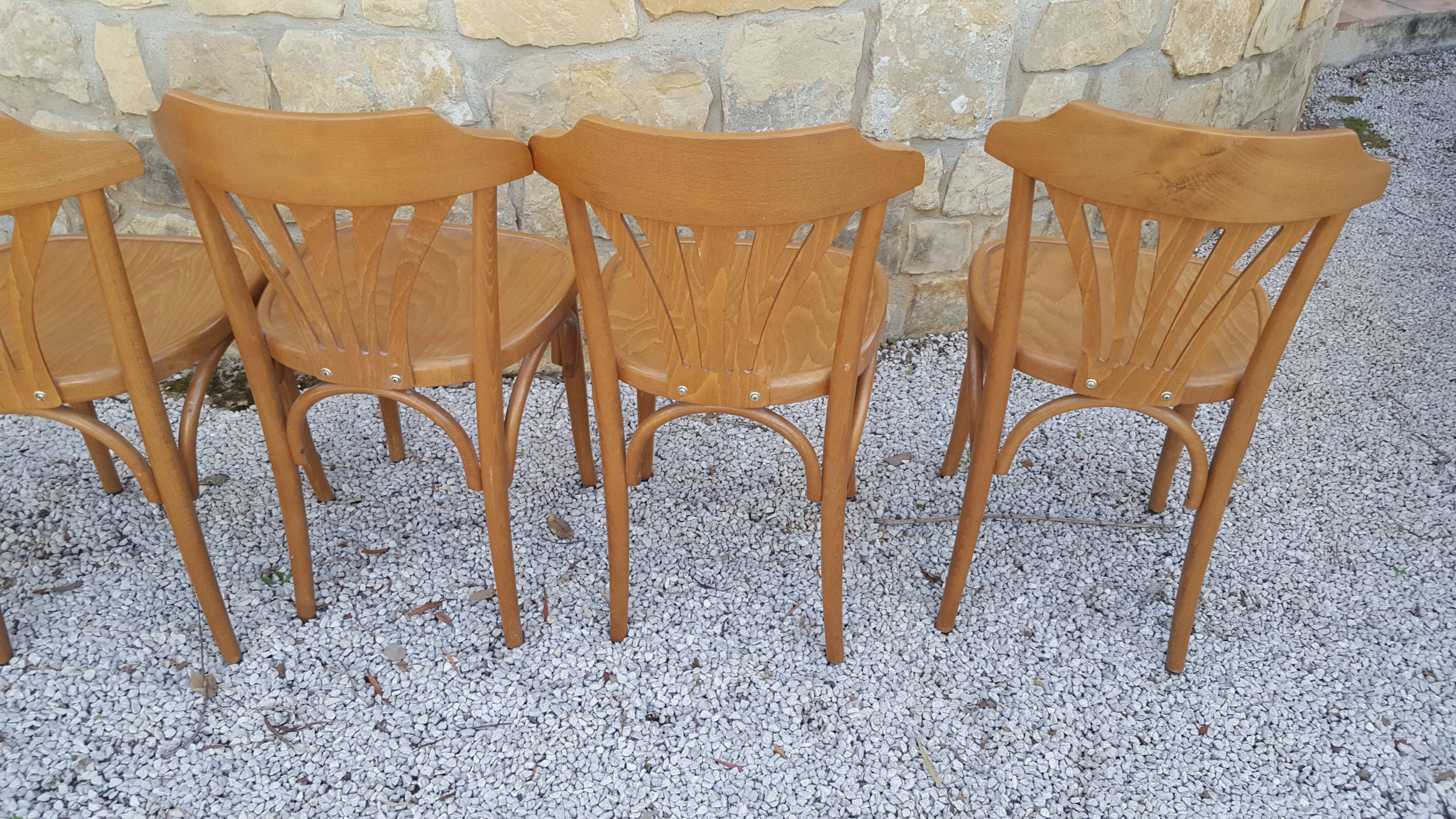 6 wooden bistro chairs