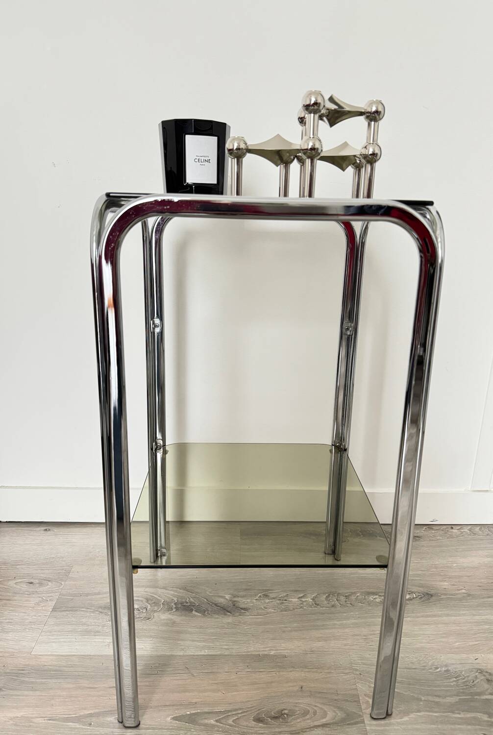 Antique vintage smoked glass side table / end table