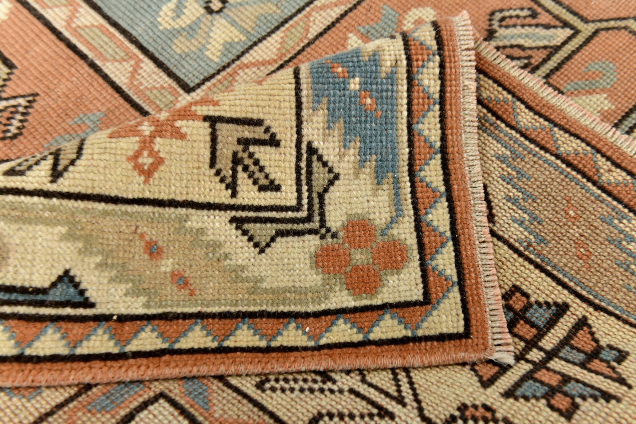 Salmon & Cream Square Persian Rug, 194x212Cm