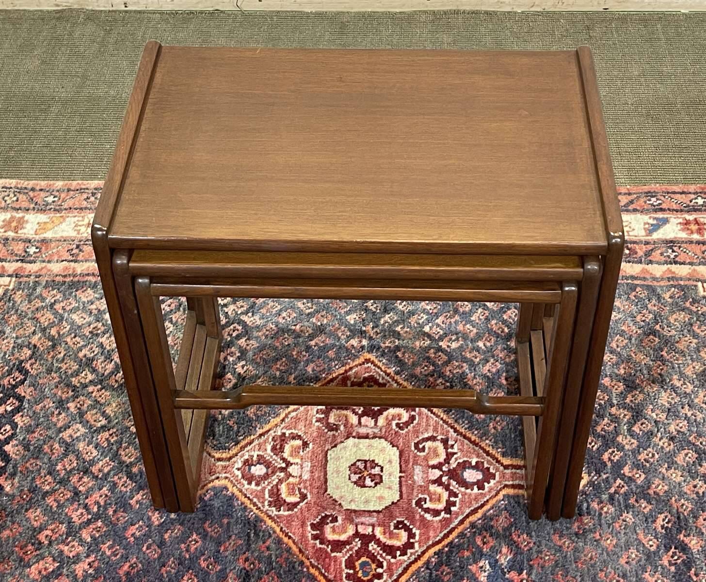 Set of 3 English teak nesting tables from the 1970s