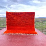 Large Beni Ouarain Rug 260x260 cm – Vibrant Orange Wool, Unique Piece