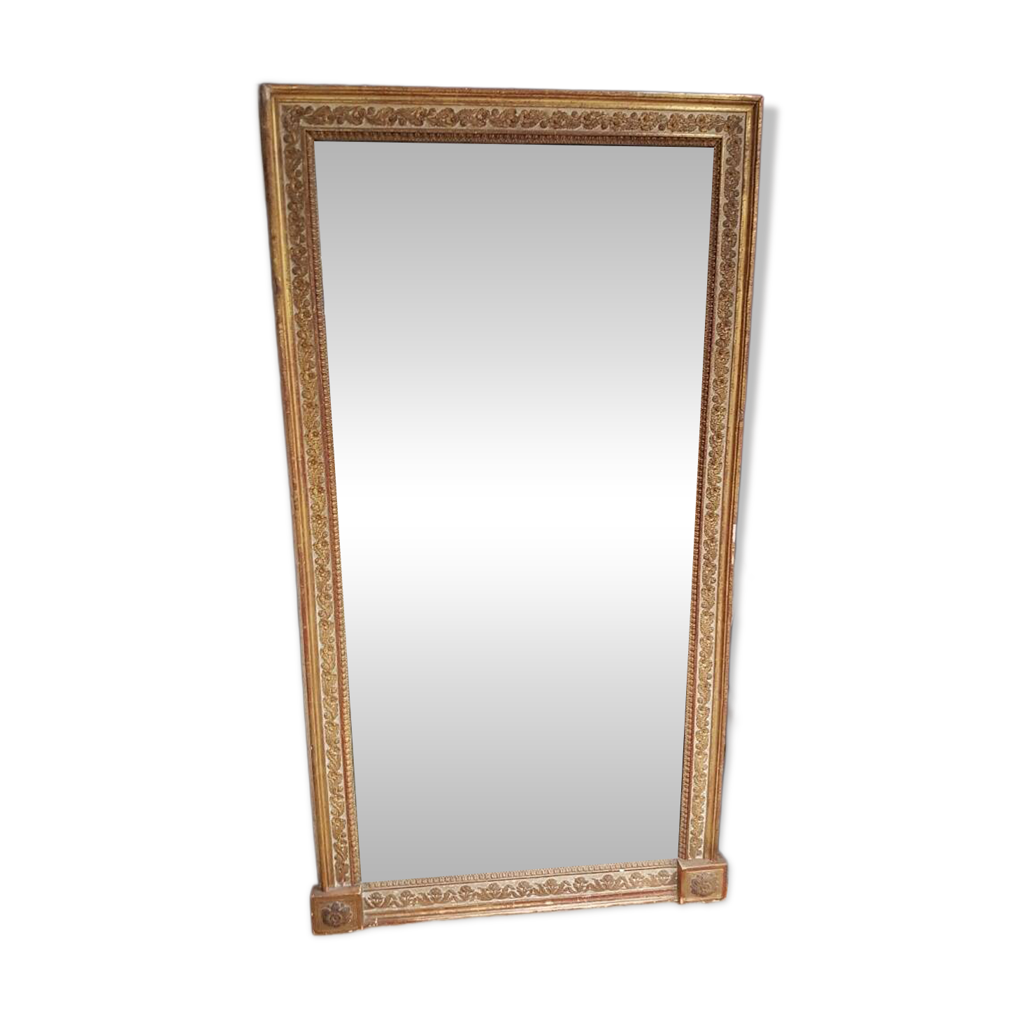 Miroir dore et rechampi en gris d'epoque louis xvi