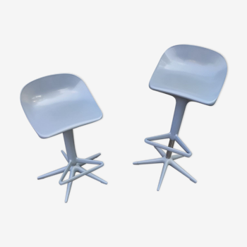 Pair of stools adjustable design swivel spoon by Antonio Citterio for Kartell