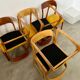 Set of 7 Baumann sled chairs in wood and mustard yellow fabric, 1960s