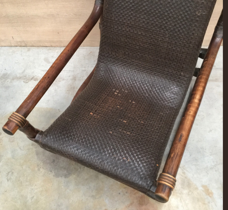 Fauteuil en bambou et en cuir