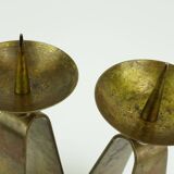 pair of mid century modern brass CANDLE HOLDERS from the 1950s / 60s