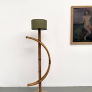 Sculptural floor lamp in bent rattan