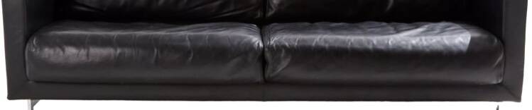 2-seater black leather sofa