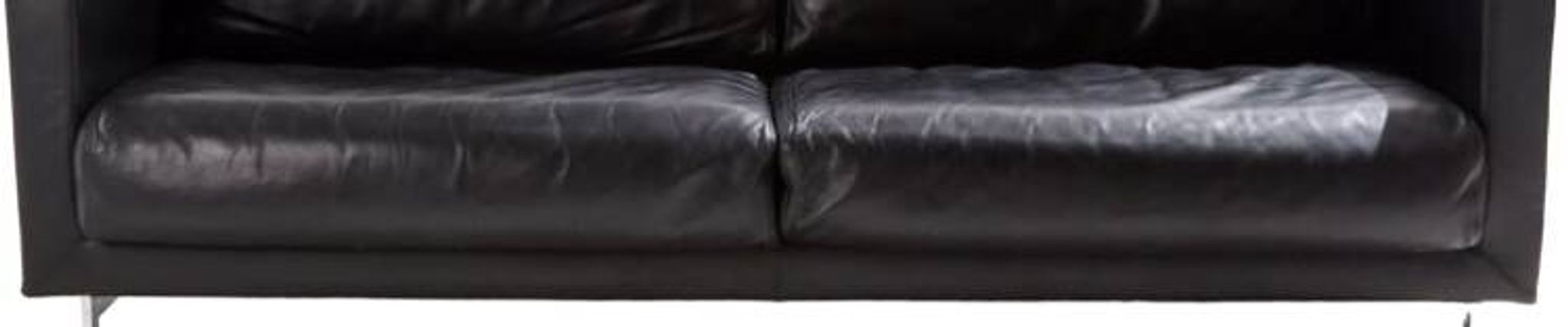 2-seater black leather sofa