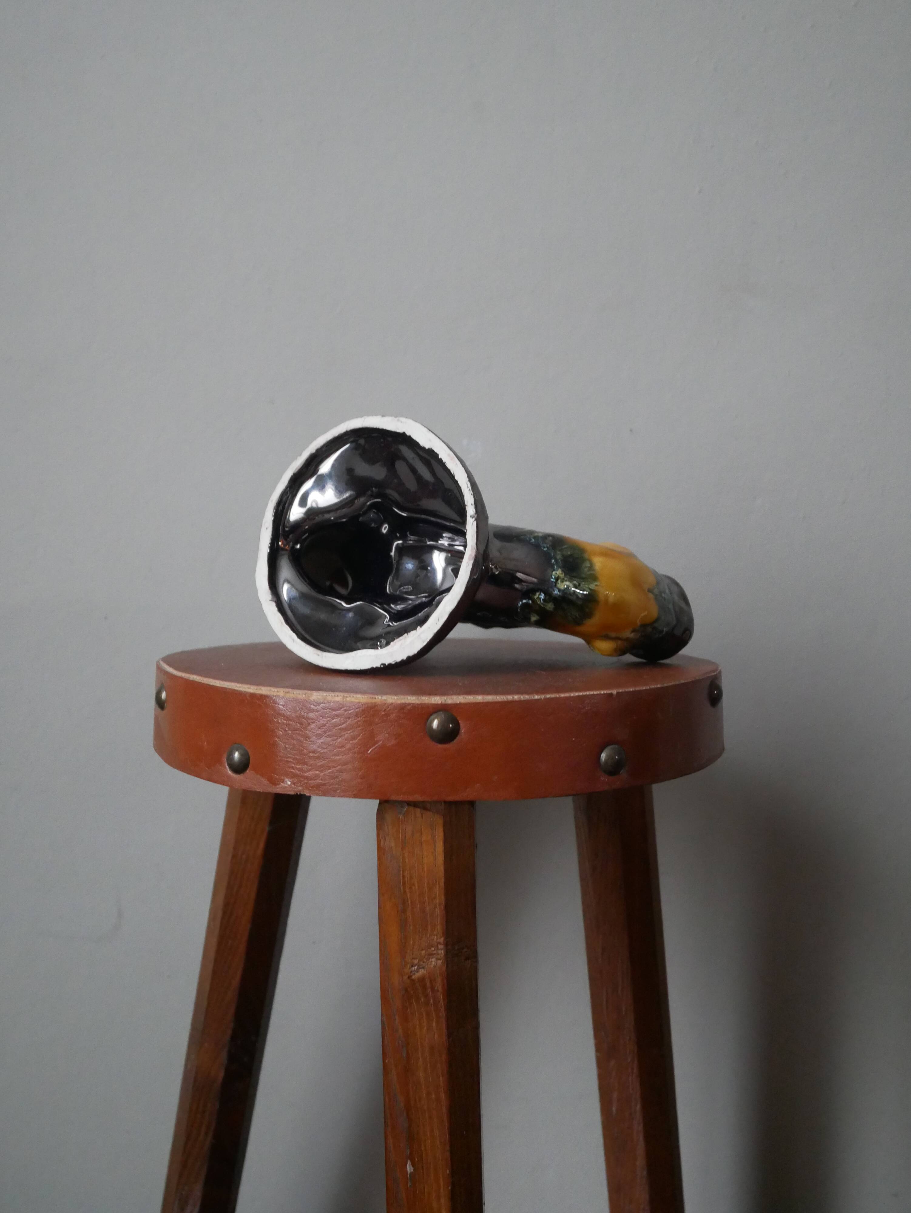 Candlestick candle holder candelabra vintage ceramic Vallauris handmade pottery