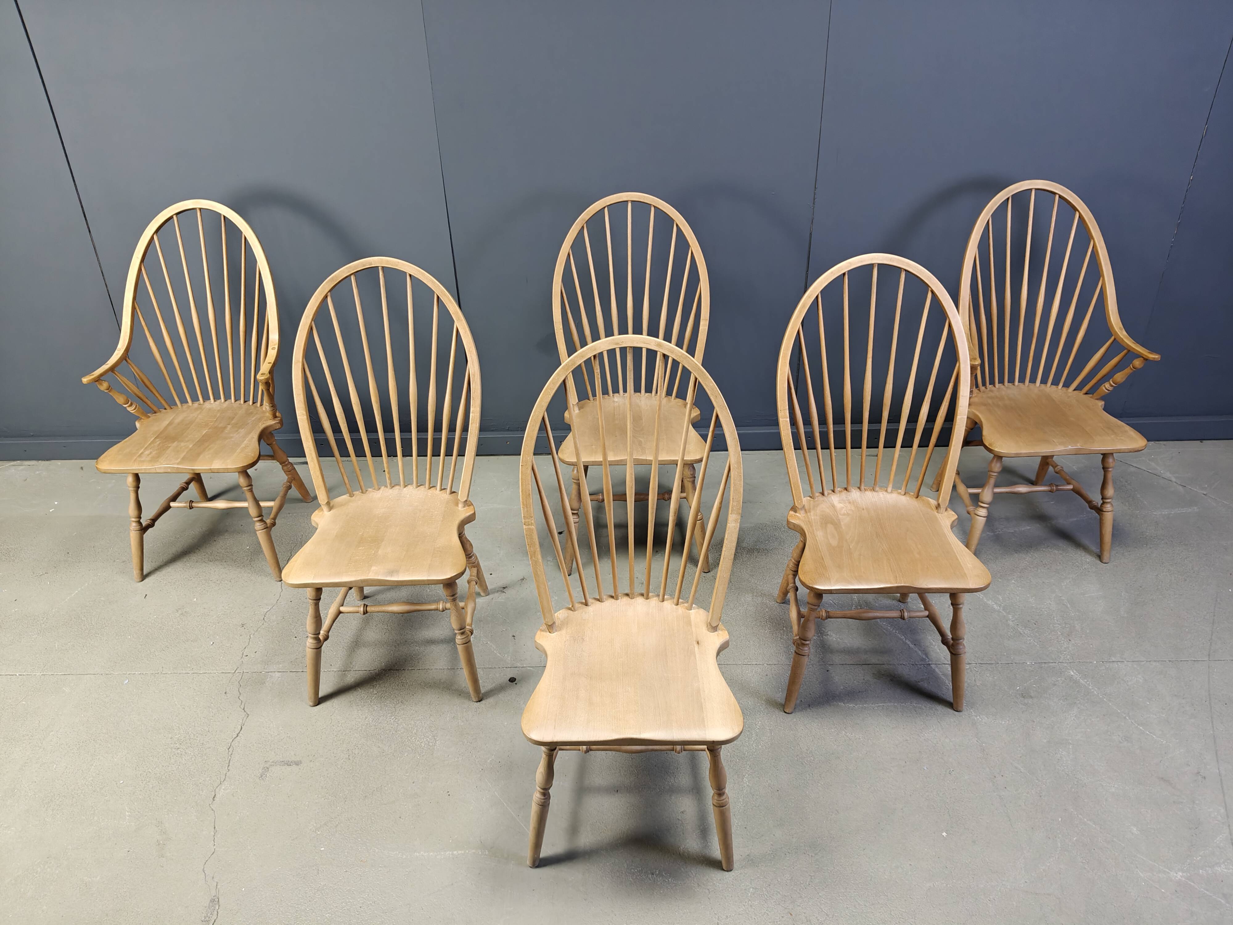 Vintage Windsor Style Dining Chairs, 1960s - Set of 6